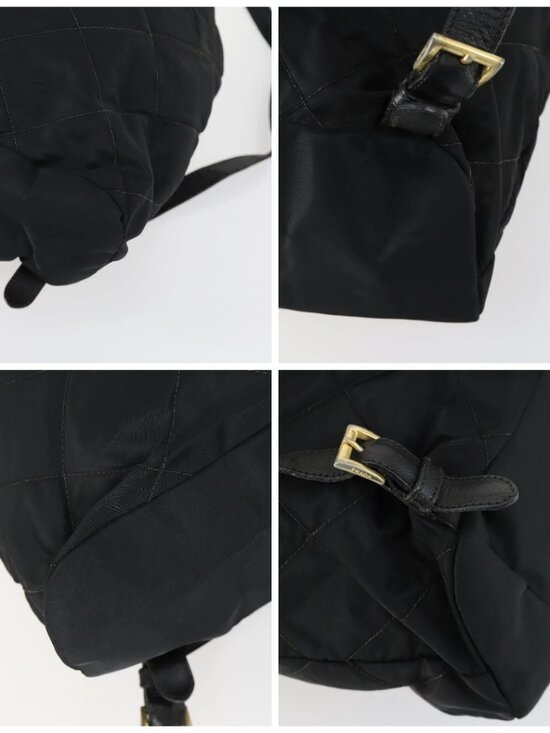 PRADA Backpack Nylon Black Gold Auth ka1154 main image 13